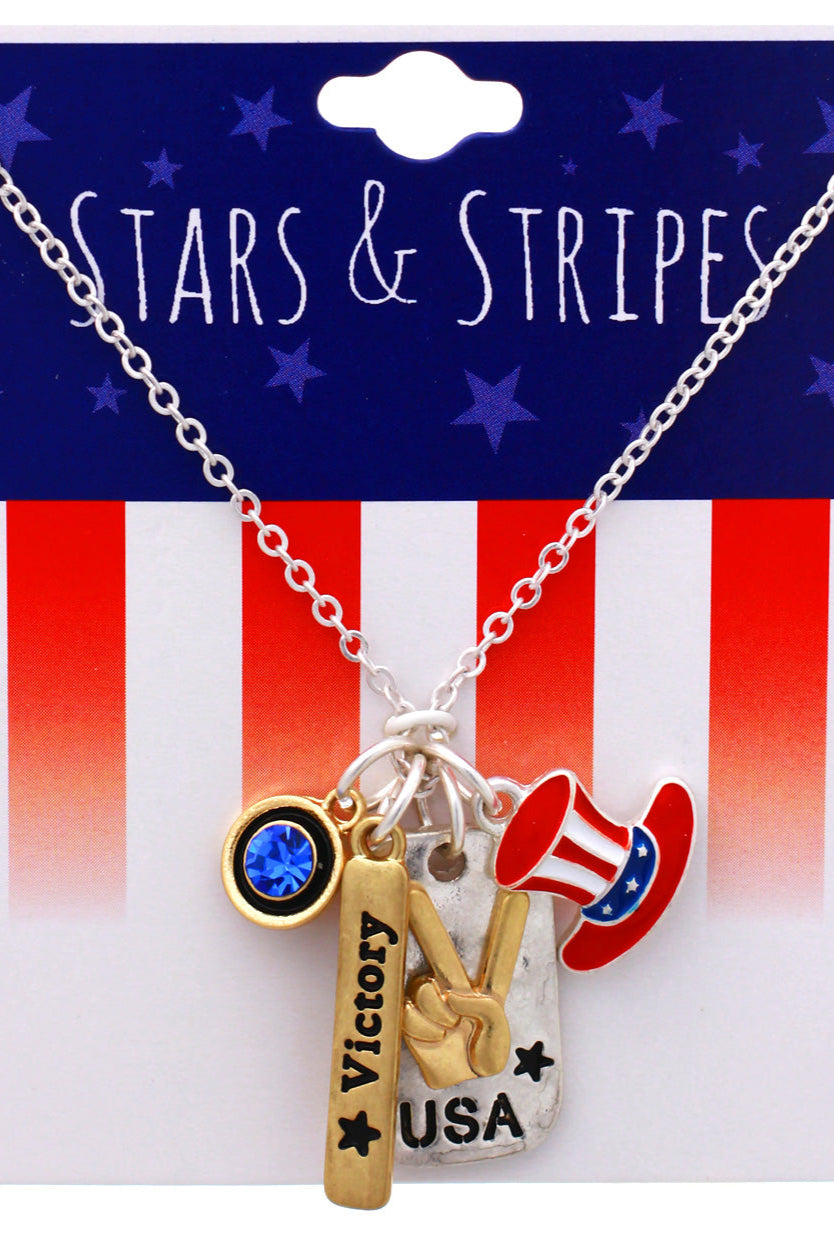 USA Flag Charm Necklace