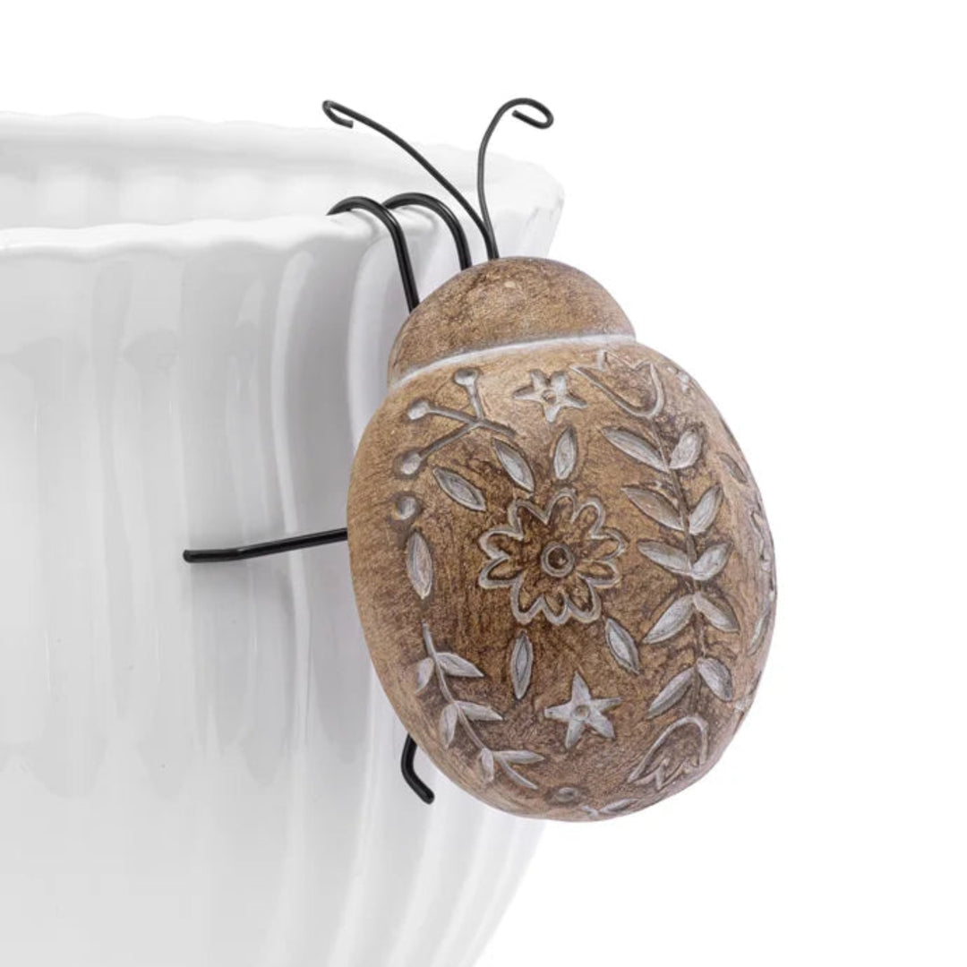 Carved Look Ladybug Pot Hanger