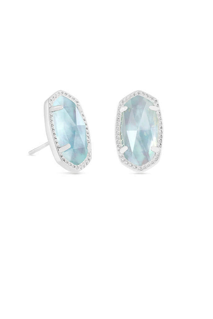 Kendra Scott Ellie Earrings - Rhodium Light Blue Illusion