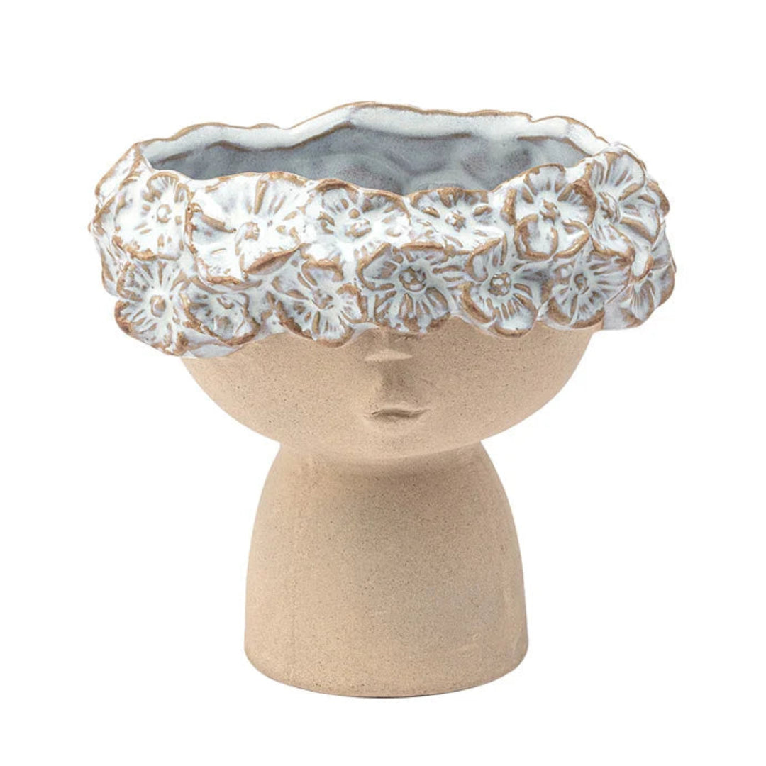 White Botanical Crown Head Planter