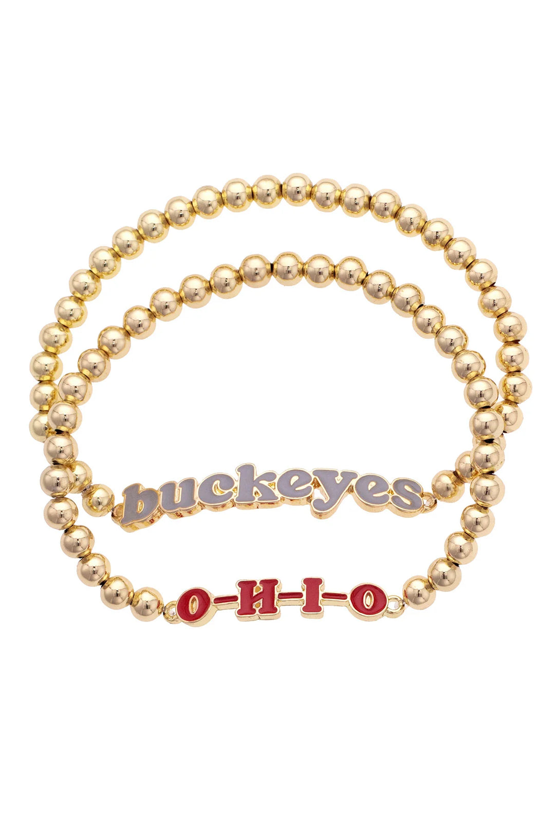 Ohio State Slogan Ball Bead Bracelet Set