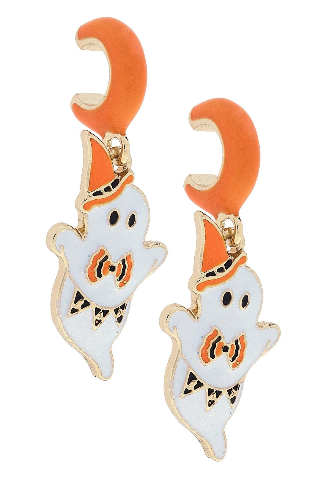 Halloween Ghost Enamel Huggie Hoop Earrings