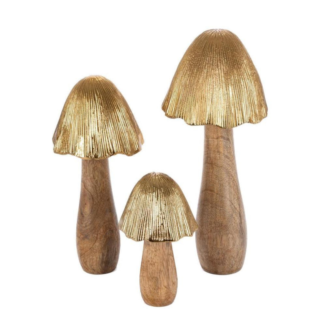 Gold Topped Mango Wood Mushroom