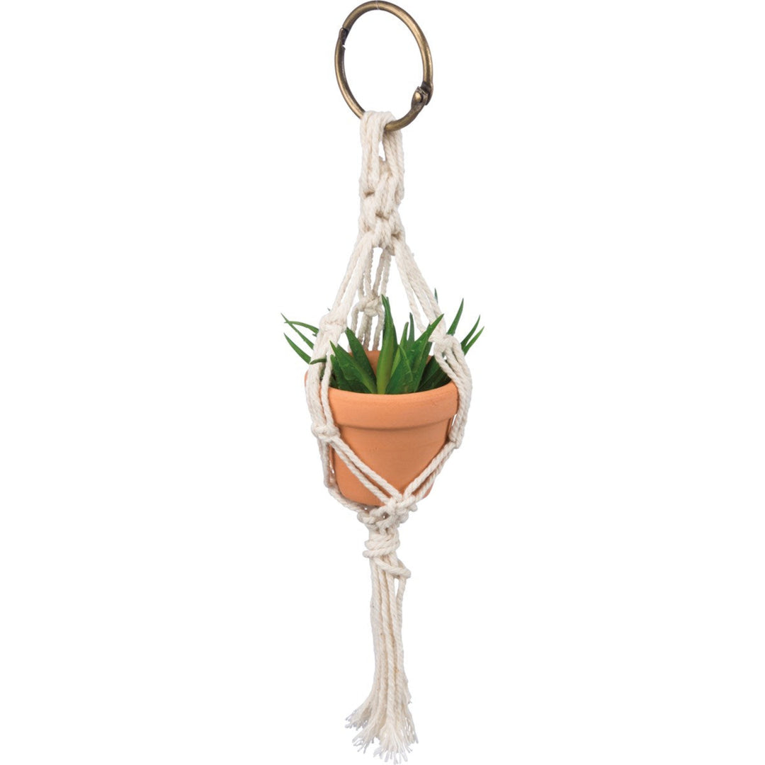 Potted Macrame Car Mirror Accessory