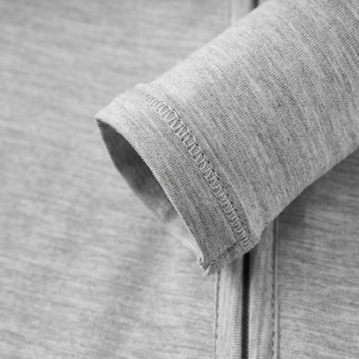 Grey Melange Zip Footed Romper