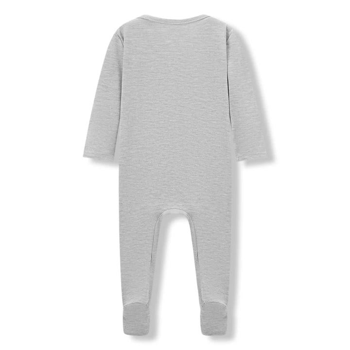 Grey Melange Zip Footed Romper