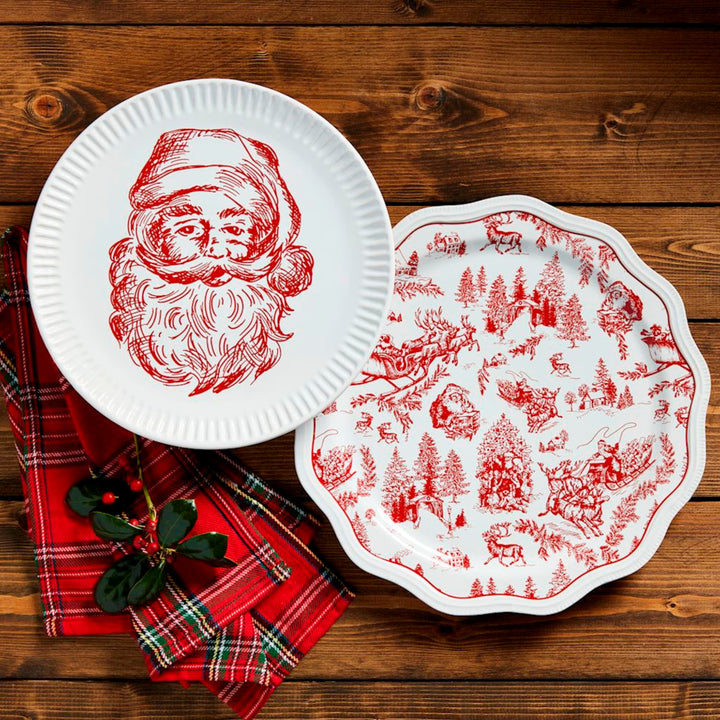 A Vintage Christmas Santa Toile Plate