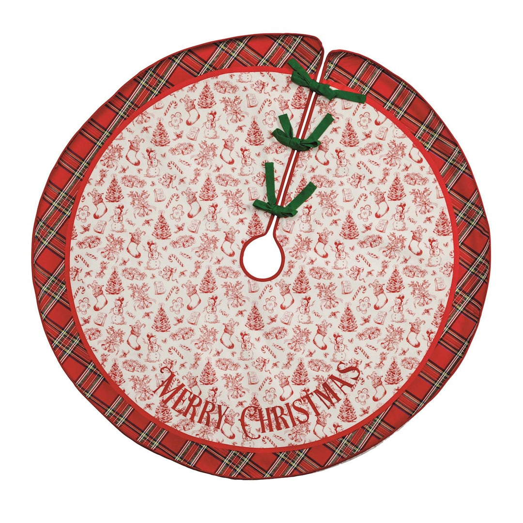A Vintage Christmas Toile Tree Skirt