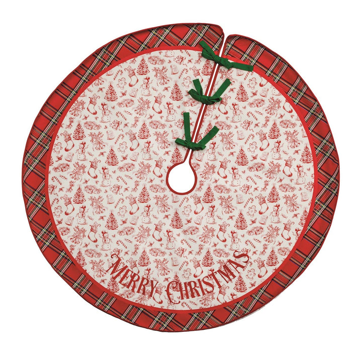 A Vintage Christmas Toile Tree Skirt