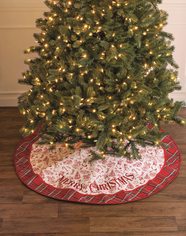 A Vintage Christmas Toile Tree Skirt
