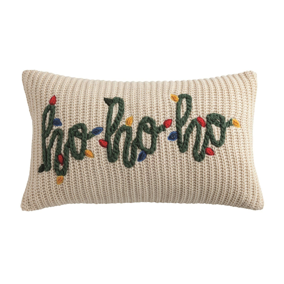 Chunky Knit Embroidered Holiday Pillow