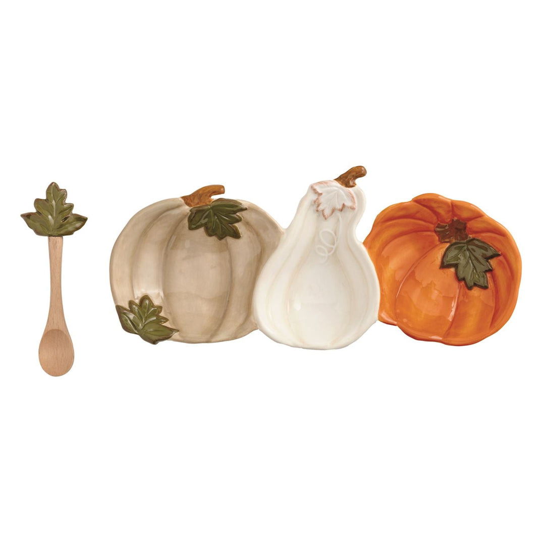 Harvest Pumpkin Triple Tidbit Dish Set