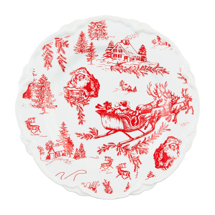 A Vintage Christmas Toile Dessert Plate