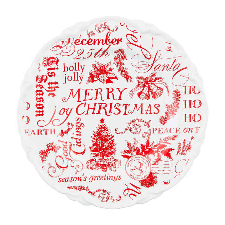 A Vintage Christmas Toile Dessert Plate
