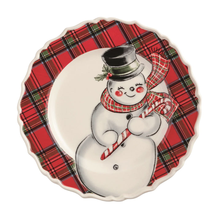 Merry Christmas To All Tartan Rimmed Salad Plate