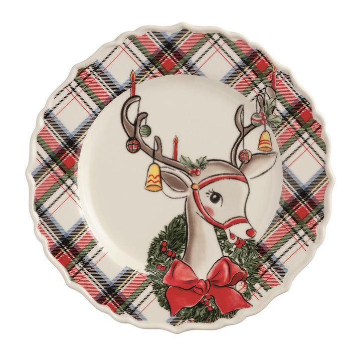 Merry Christmas To All Tartan Rimmed Salad Plate