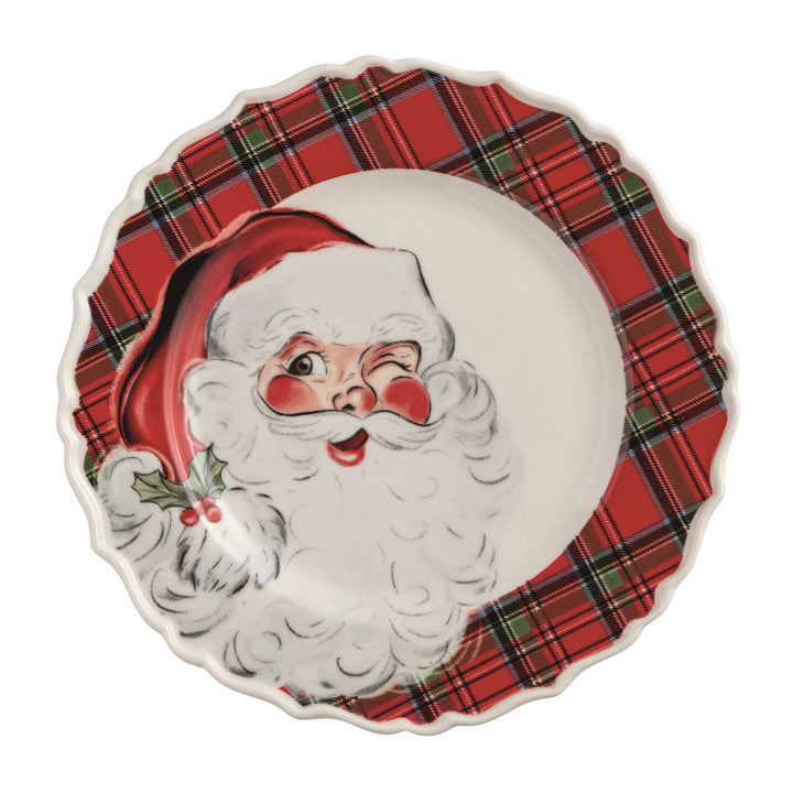 Merry Christmas To All Tartan Rimmed Salad Plate