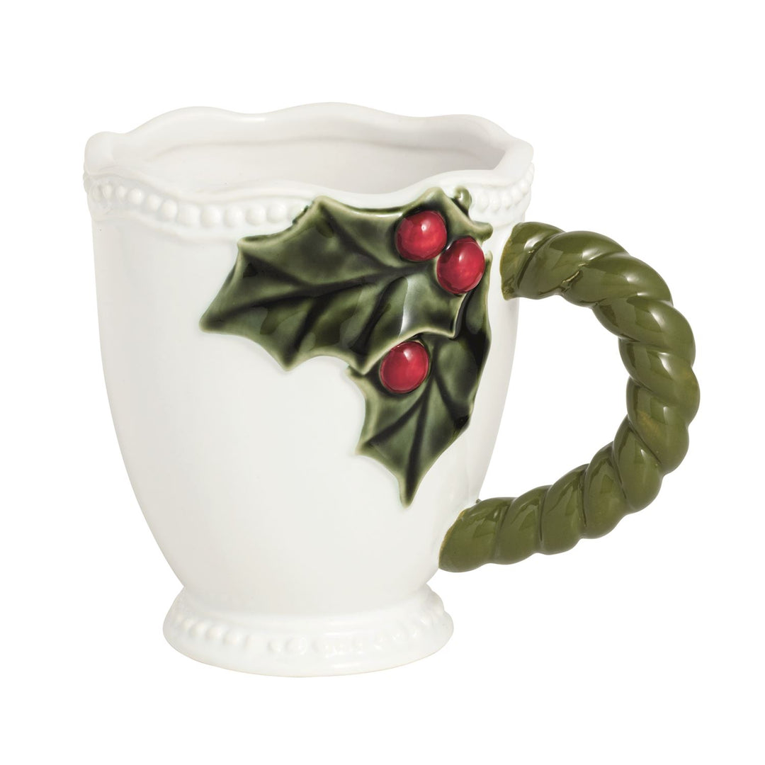 Holly Berry Twisted Handle Mug