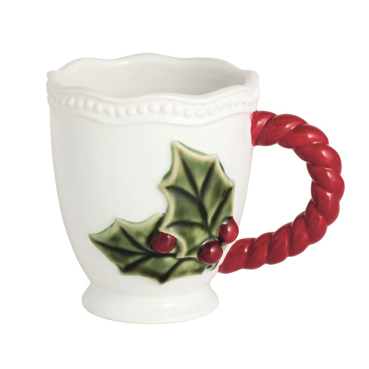 Holly Berry Twisted Handle Mug