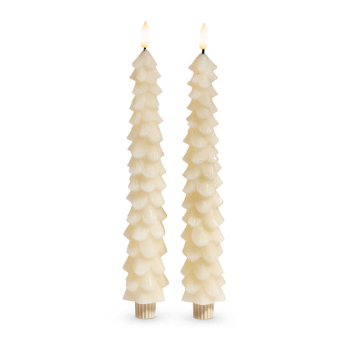 Ivory Tree Taper Candle Set