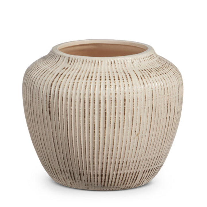 Whitewashed Ribbed Vase