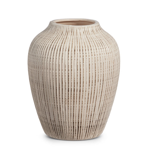 Whitewashed Ribbed Vase