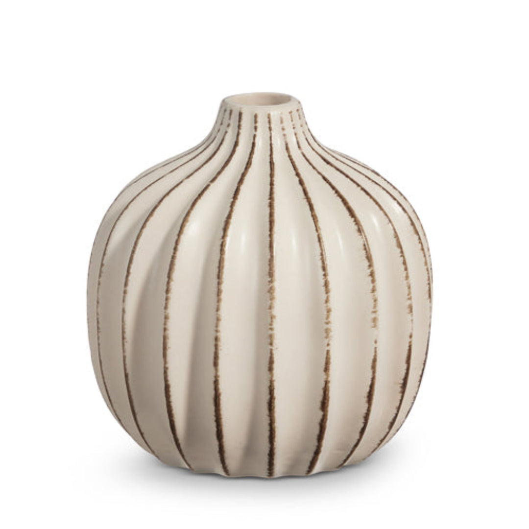 Cream Ribbed Vase