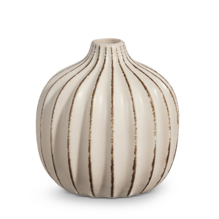 Cream Ribbed Vase