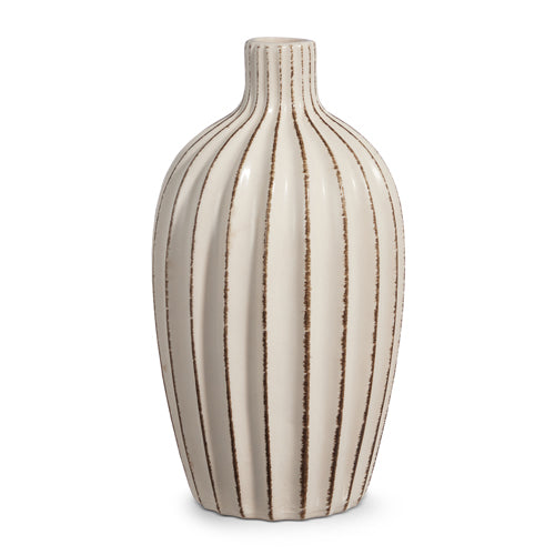 Cream Ribbed Vase