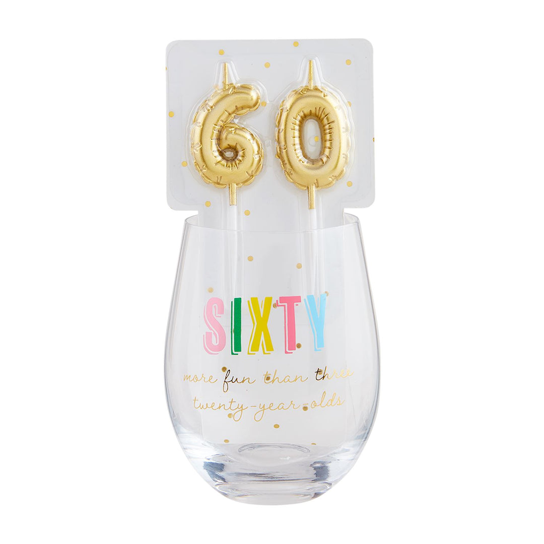 Birthday Wine Glass & Candle Set