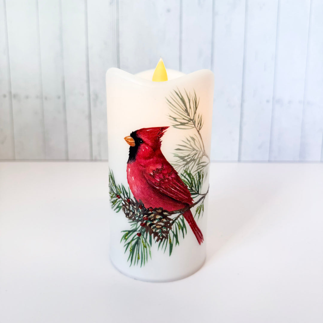 Winter Cardinal LED Battery Candle