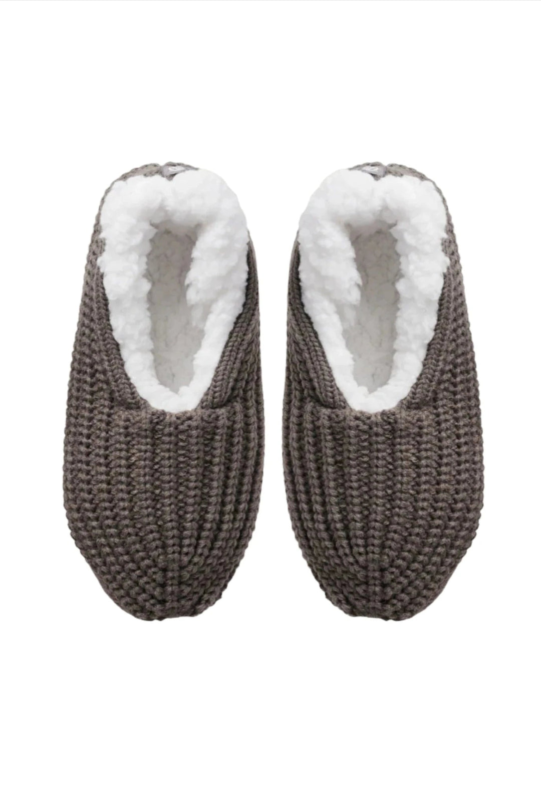 Grey Knitted Footsie Slippers