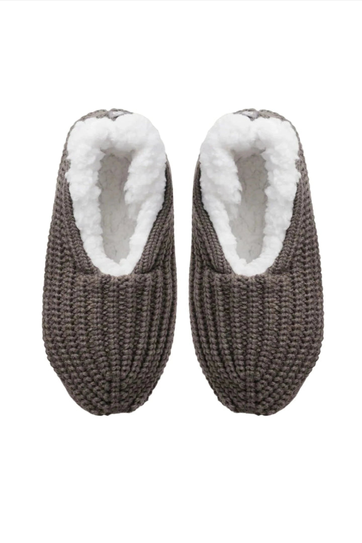 Grey Knitted Footsie Slippers