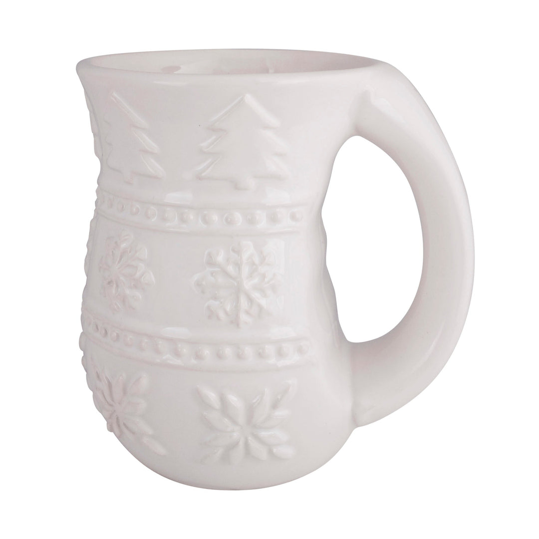 Embossed White Snowflake Cozy Mug