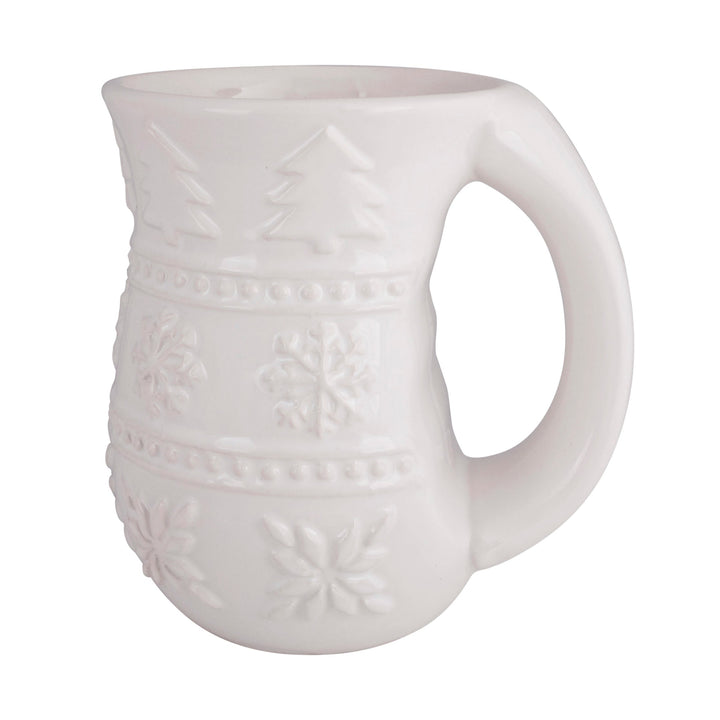Embossed White Snowflake Cozy Mug