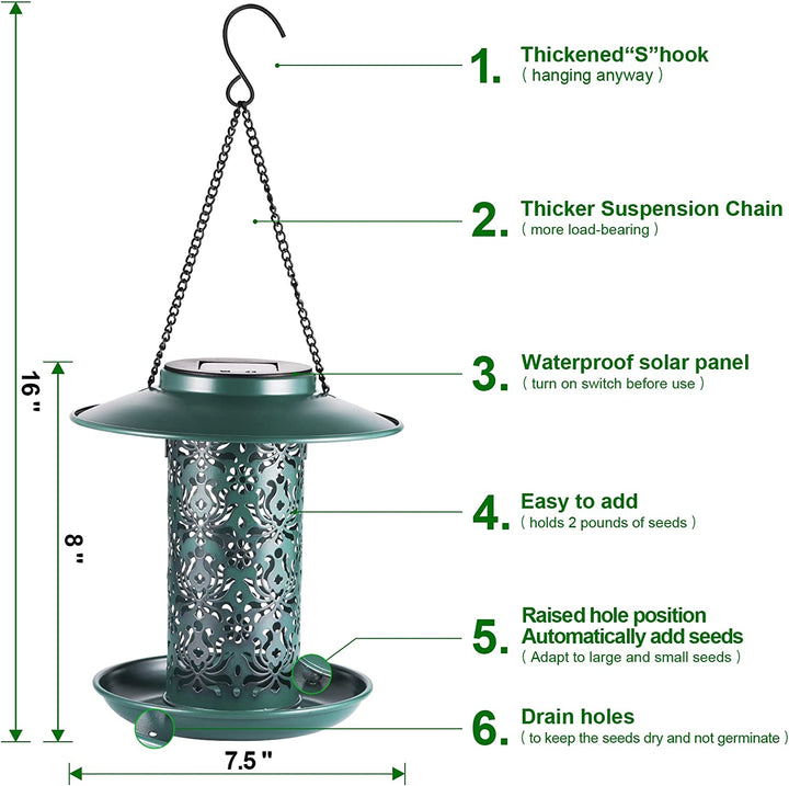 Light Up Solar Tin Bird Feeder