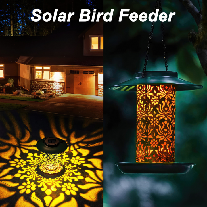 Light Up Solar Tin Bird Feeder