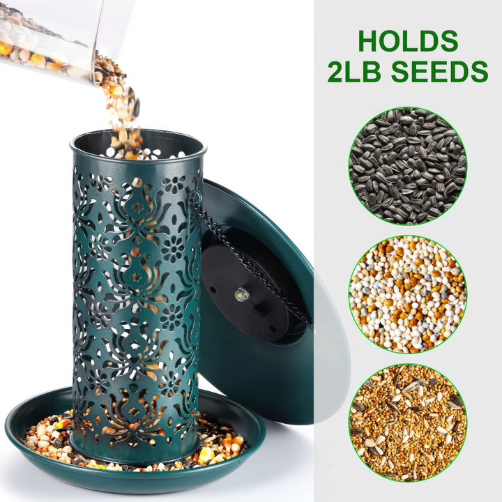 Light Up Solar Tin Bird Feeder