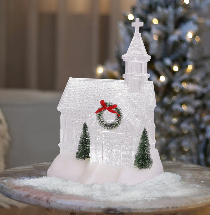 Snowy Village Christmas Glitter Church