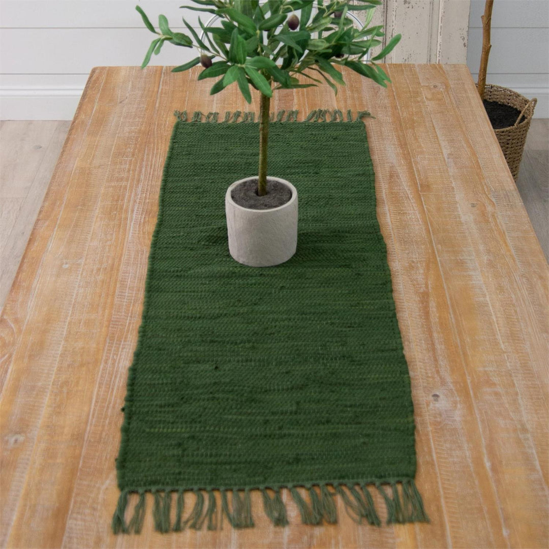 Green Chindi Weave Table Runner