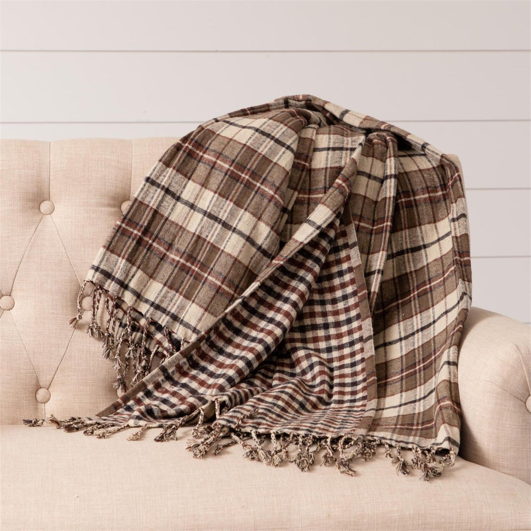 Brown Plaids Reversible Throw