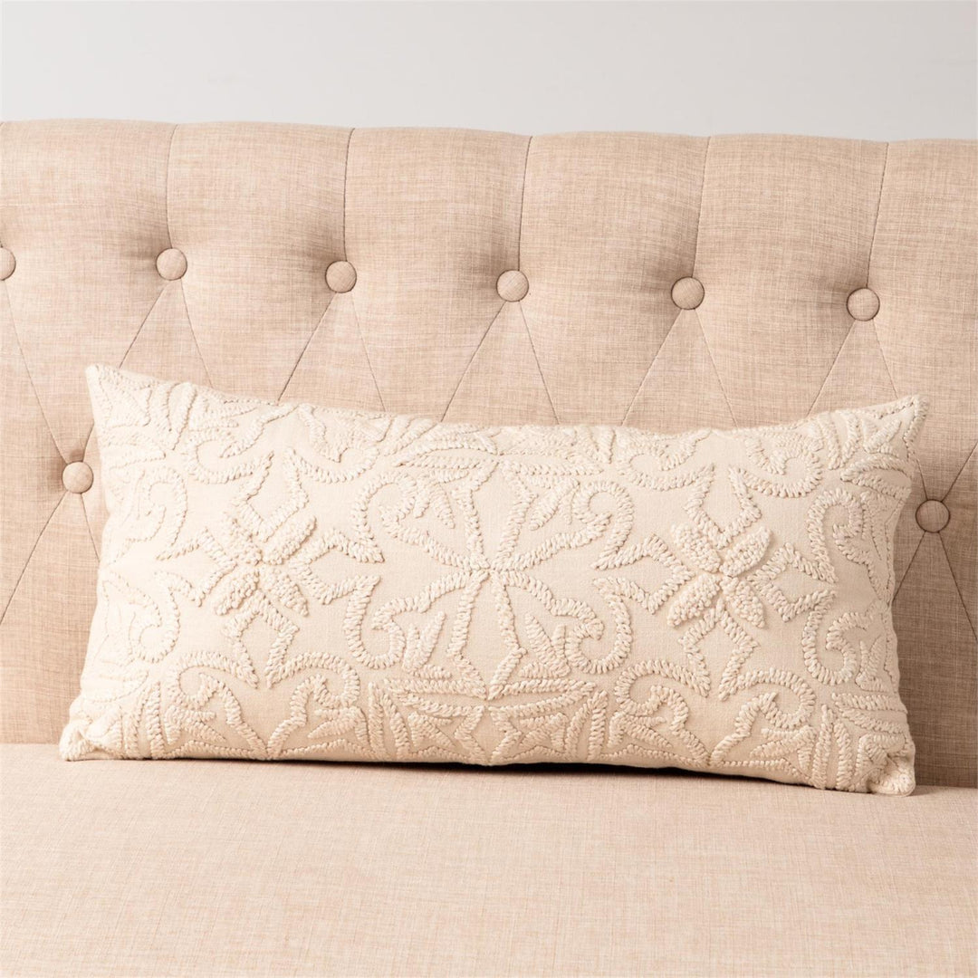 Neutral Embroidery Lumbar Pillow