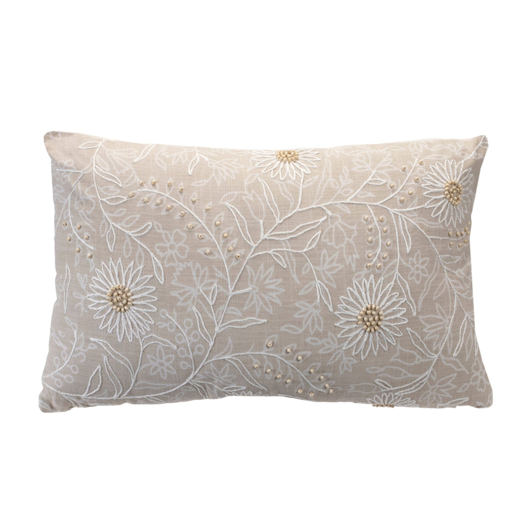 Beaded Flower Embroidered Pillow