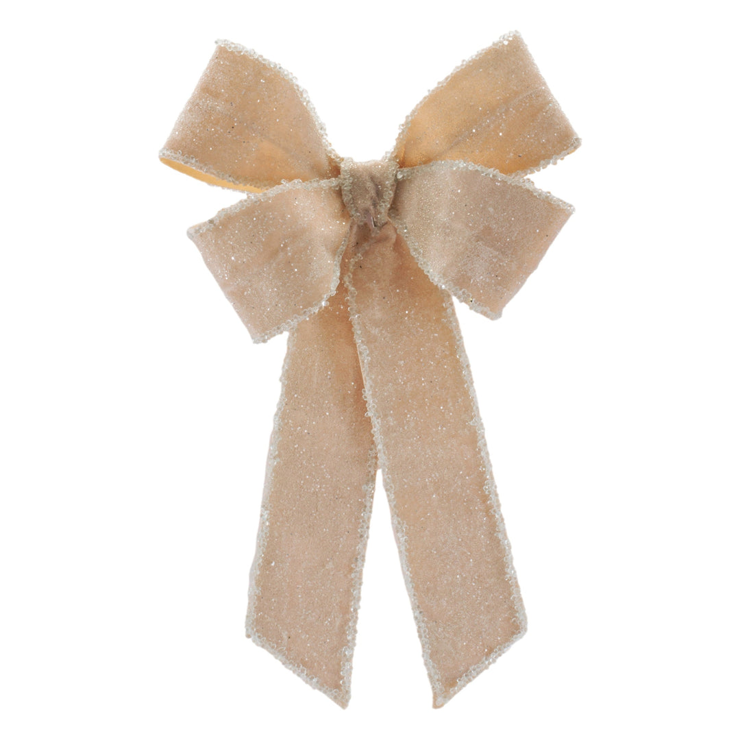 Icey Champagne Velvet Bow Ornament