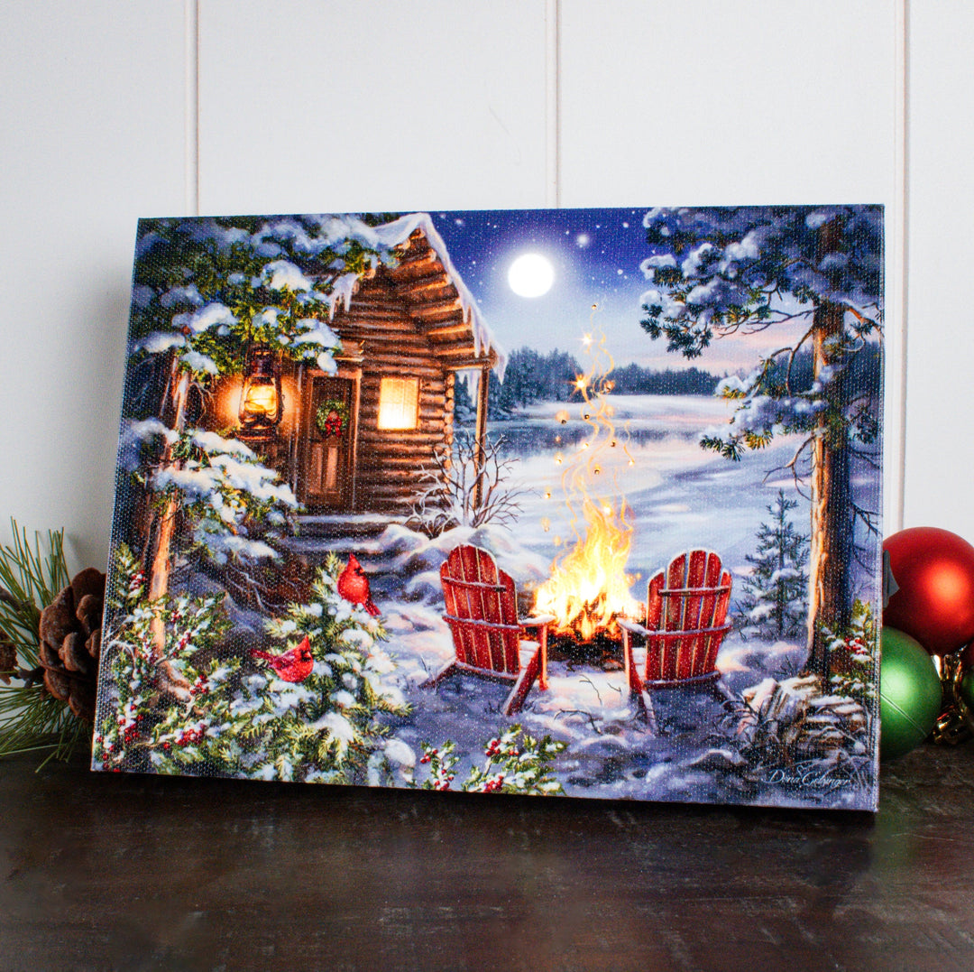Christmas at the Lake Lighted Canvas
