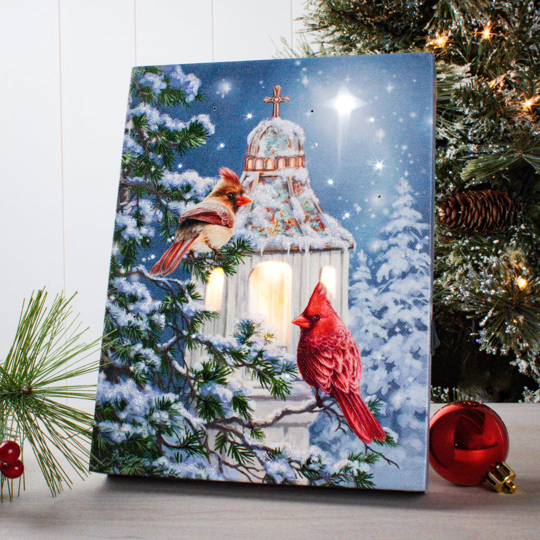 Little Cardinal Chapel Lighted Canvas