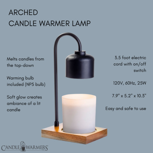 Black & Wood Arched Candle Warmer Lamp