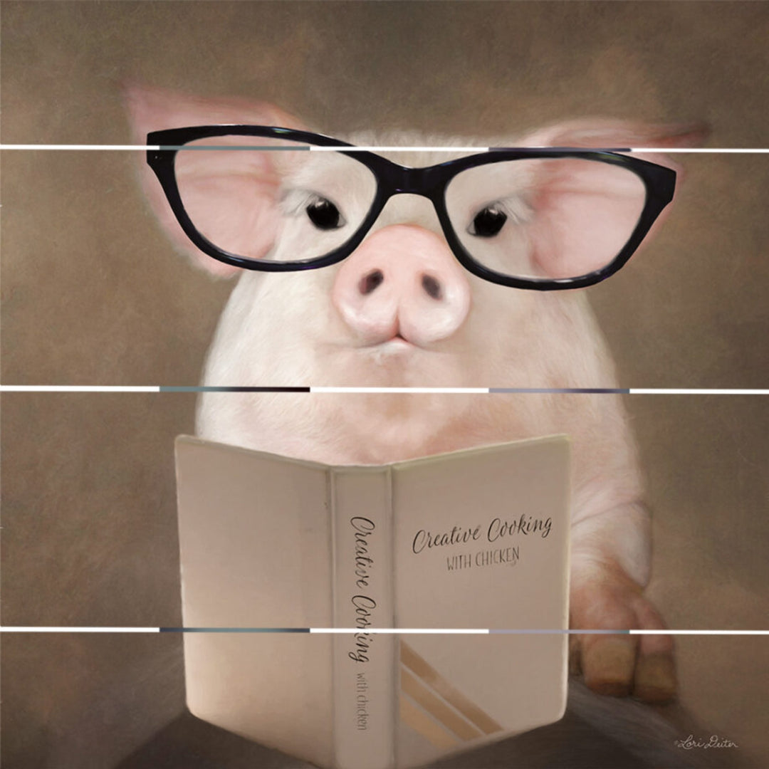 Creative Cooking Pig Wooden Print