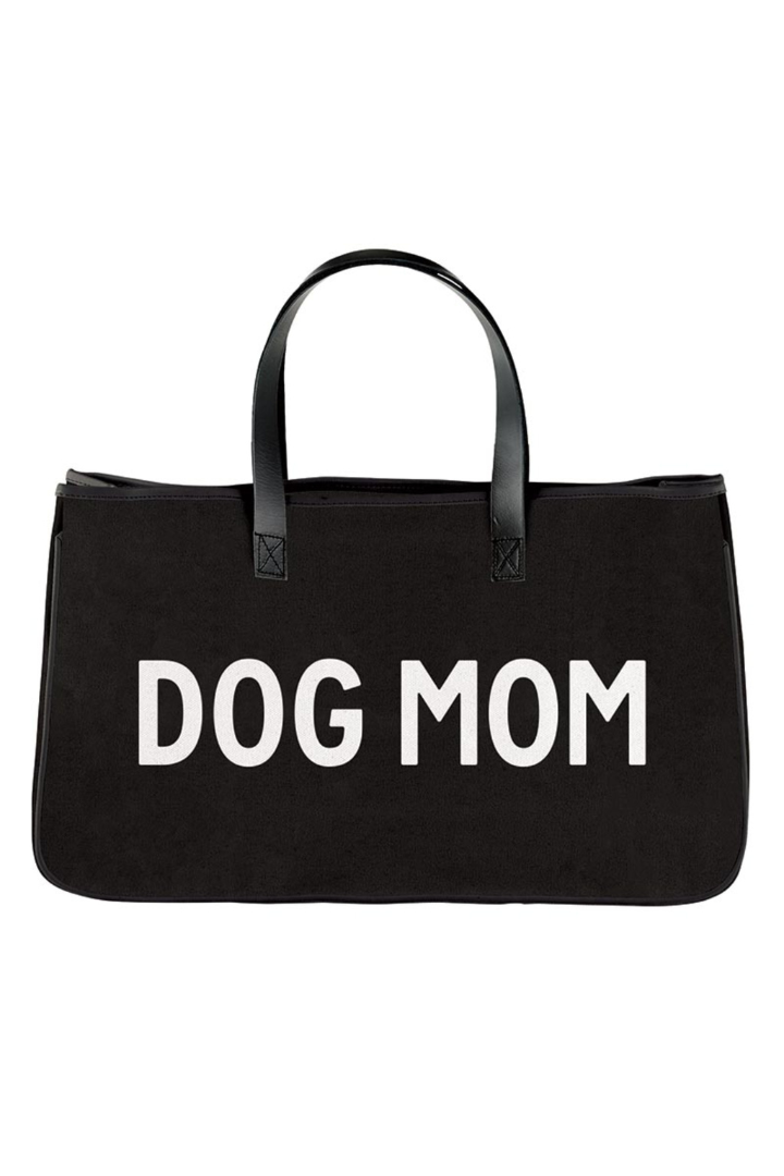 Dog Mom Black Canvas Tote