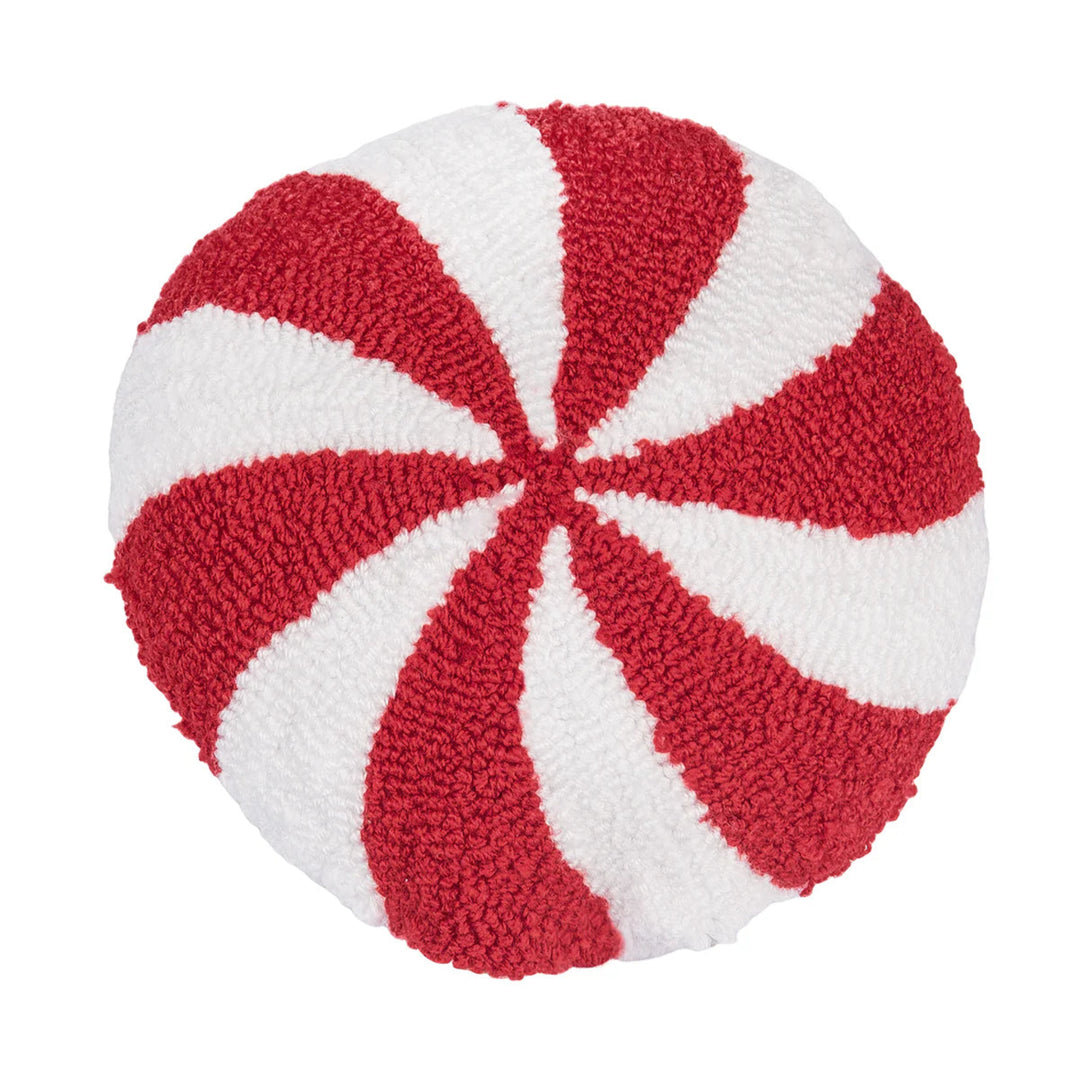 Peppermint Candy Hooked Pillow